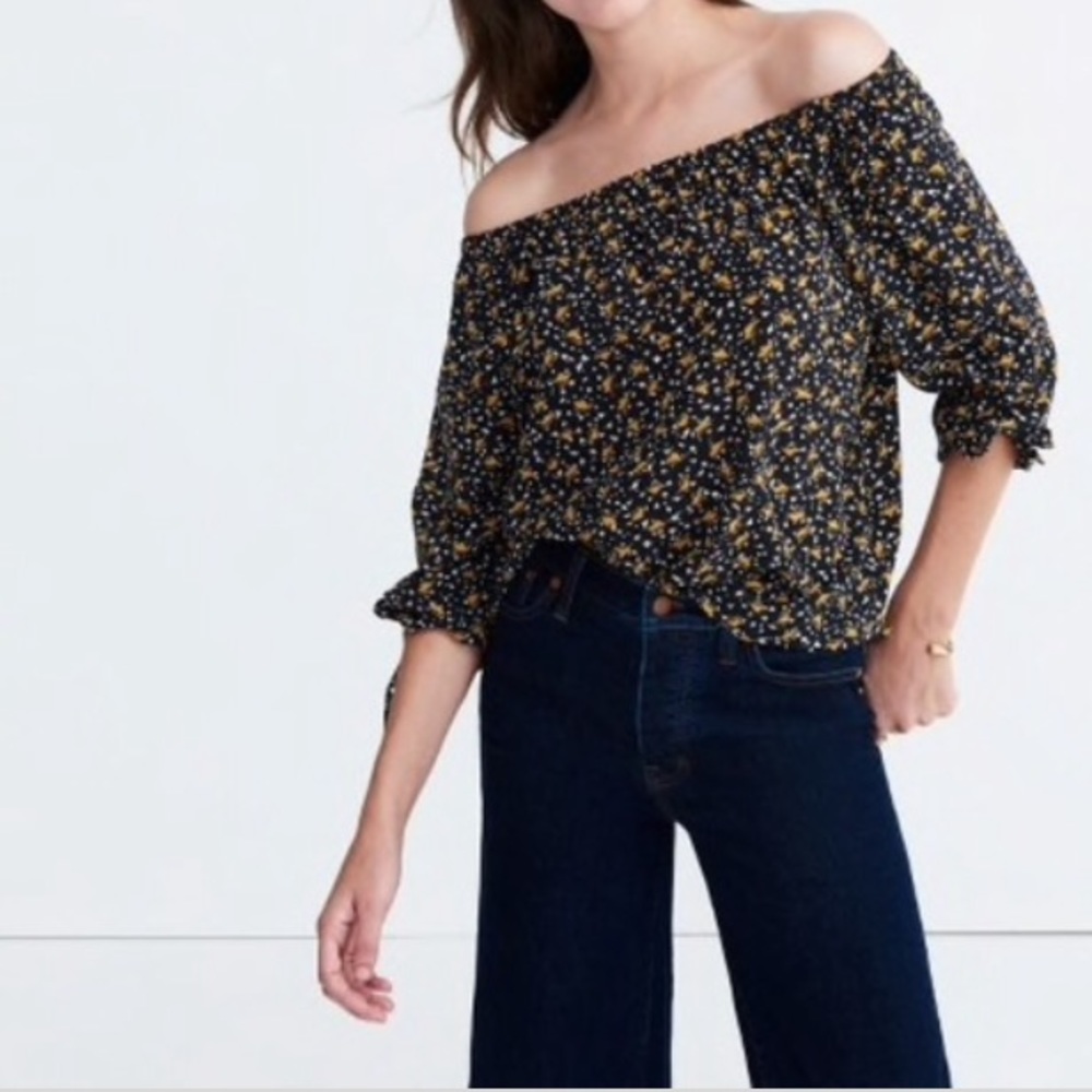 Silk Off-The-Shoulder Top in Falling Leaves